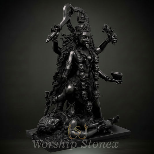 Black Stone Maa Kali Sculpture (Fierce Cosmic Manifestation)