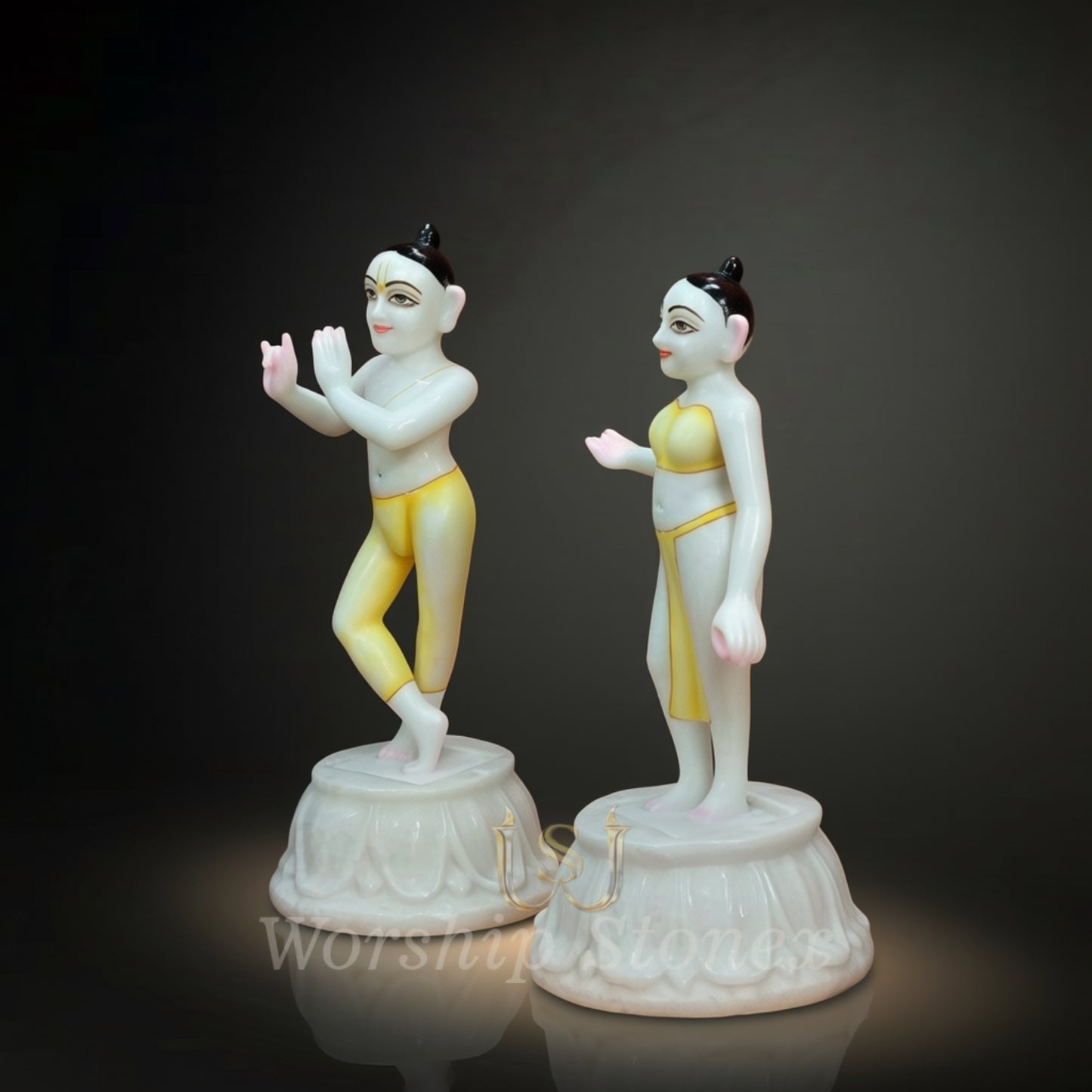 Pure White Marble Radha Krishna Deities (ISKCON Style) – Handcrafted Divine Jugal Jodi Idol Set for Home Mandir & Altar
