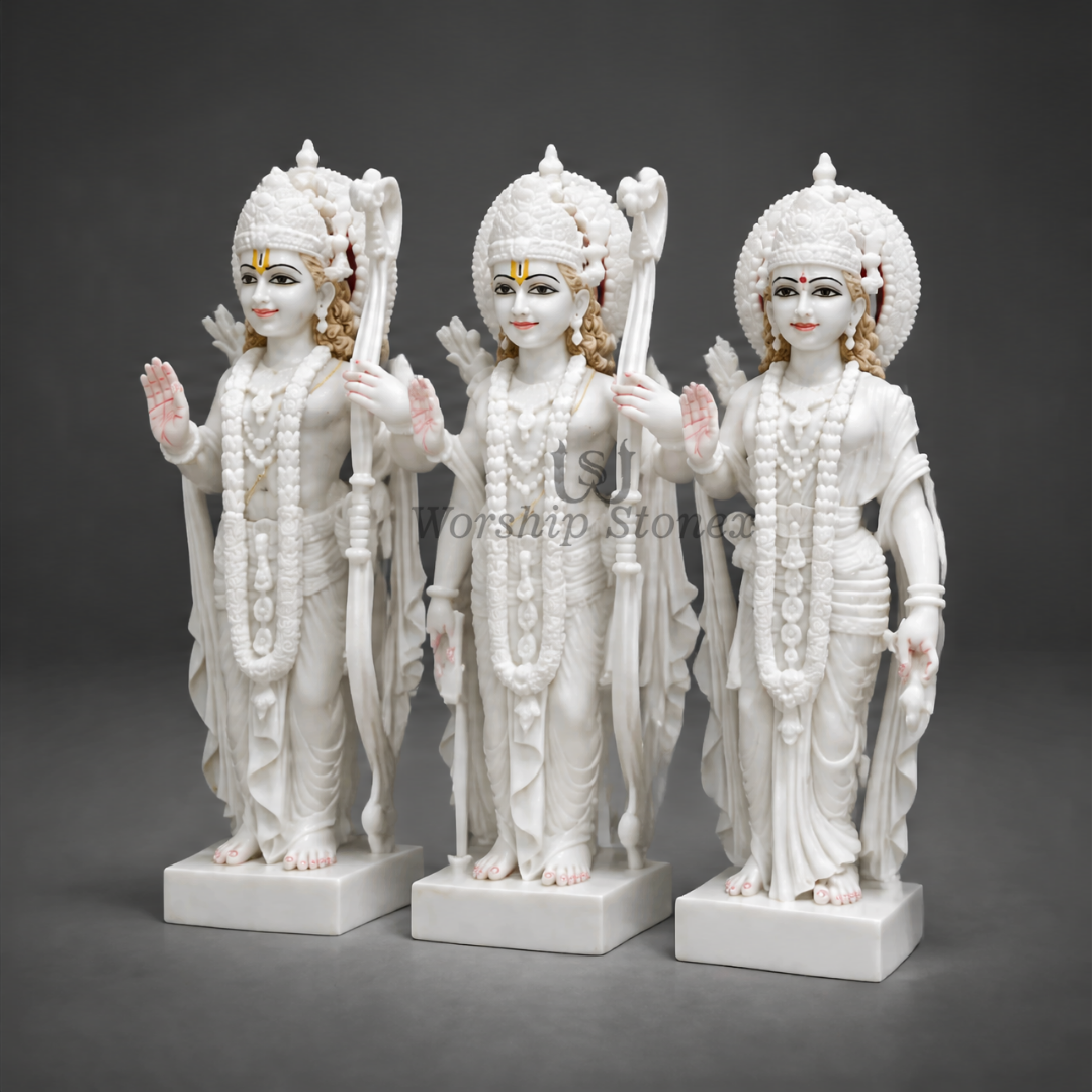 Ram Darbar Vietnam White Marble Murti Set