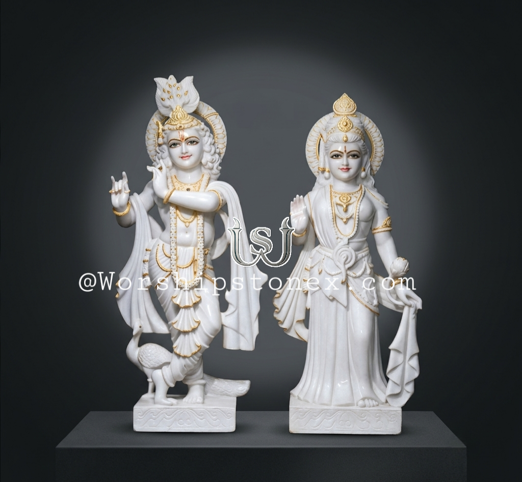 White Marble Radha Krishna Murti 27 inch
