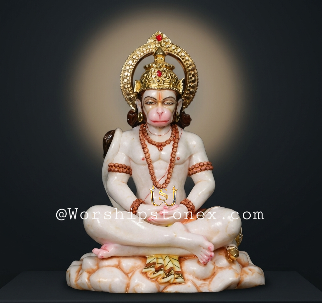 White Marble Hanuman Ji Murti 18 inch