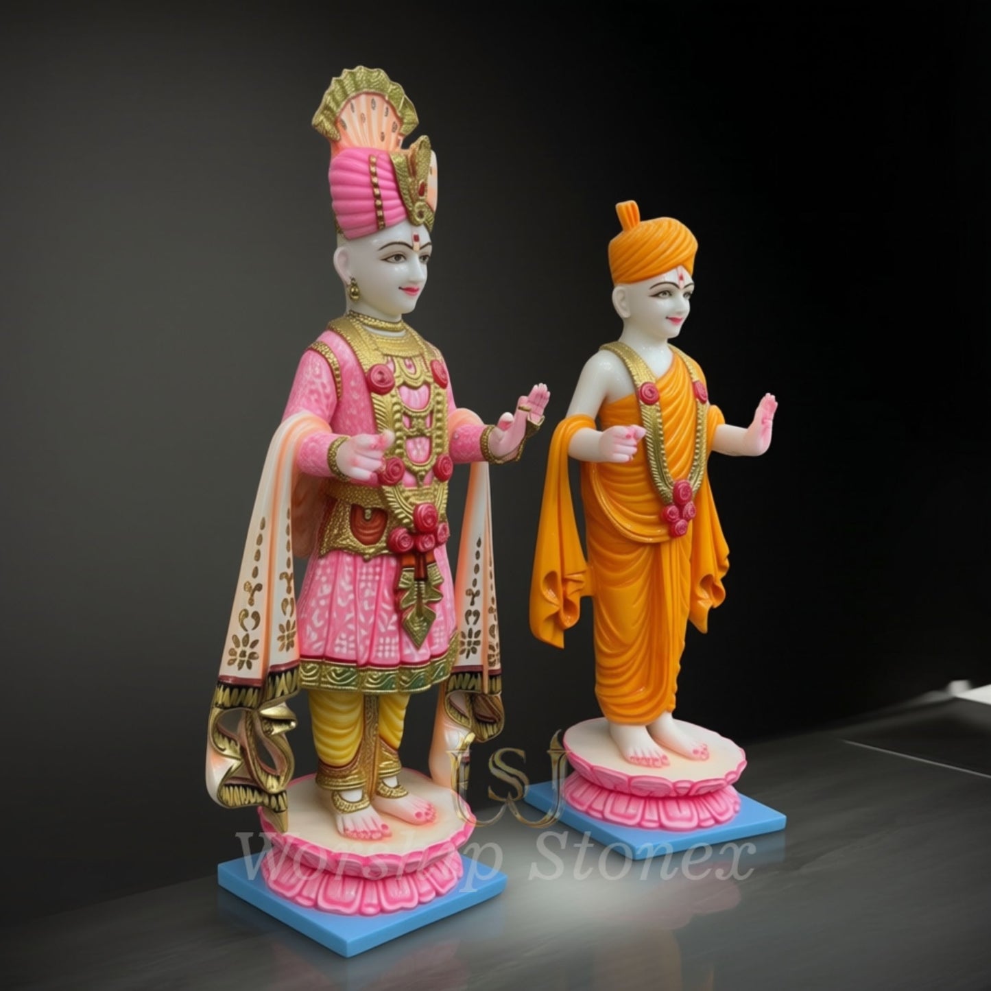 24 Inch Marble Swaminarayan & Harikrishna Maharaj Idol Pair