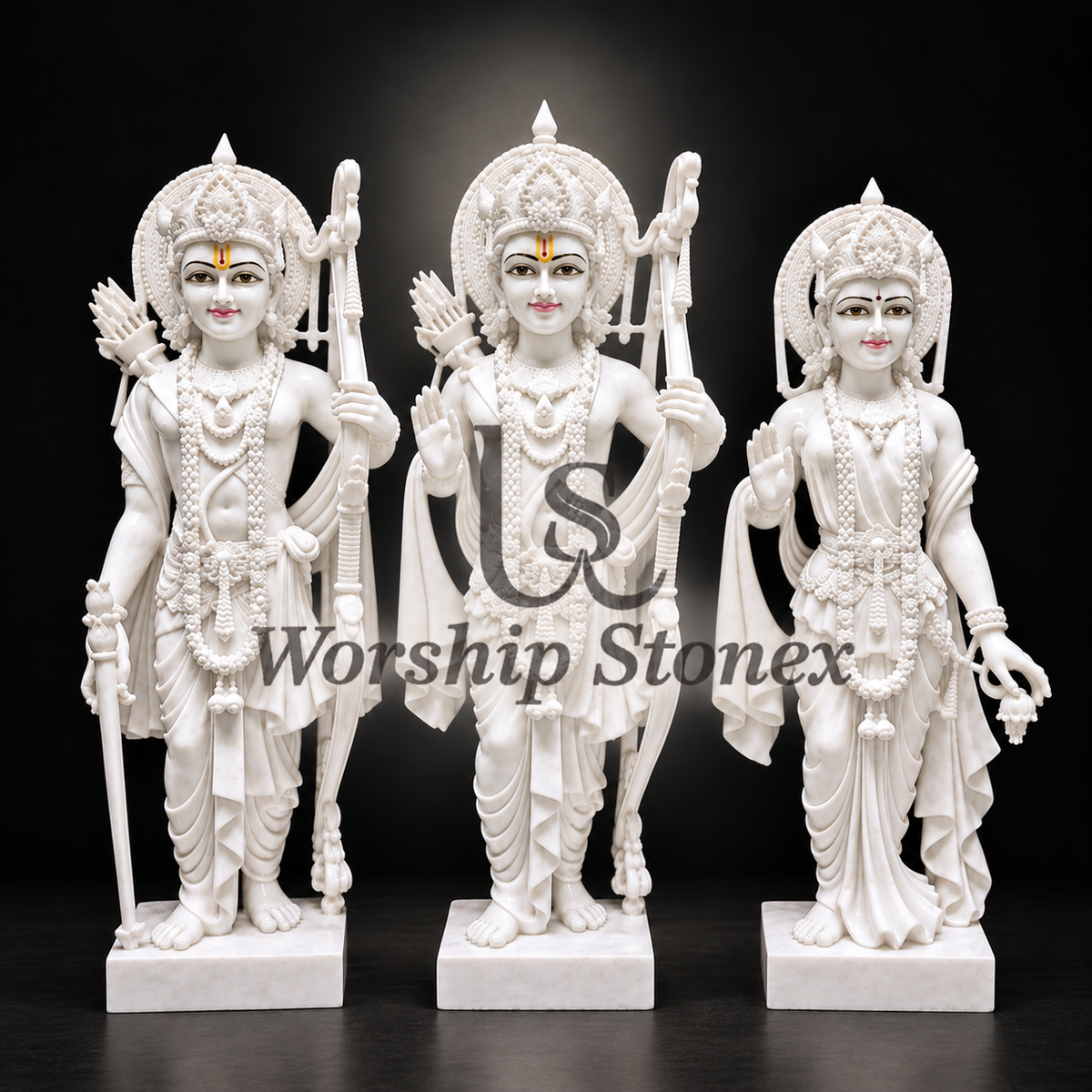 Small Makrana Marble Ram Darbar Statue – Handcrafted Lord Ram, Sita & Lakshman Marble Idol