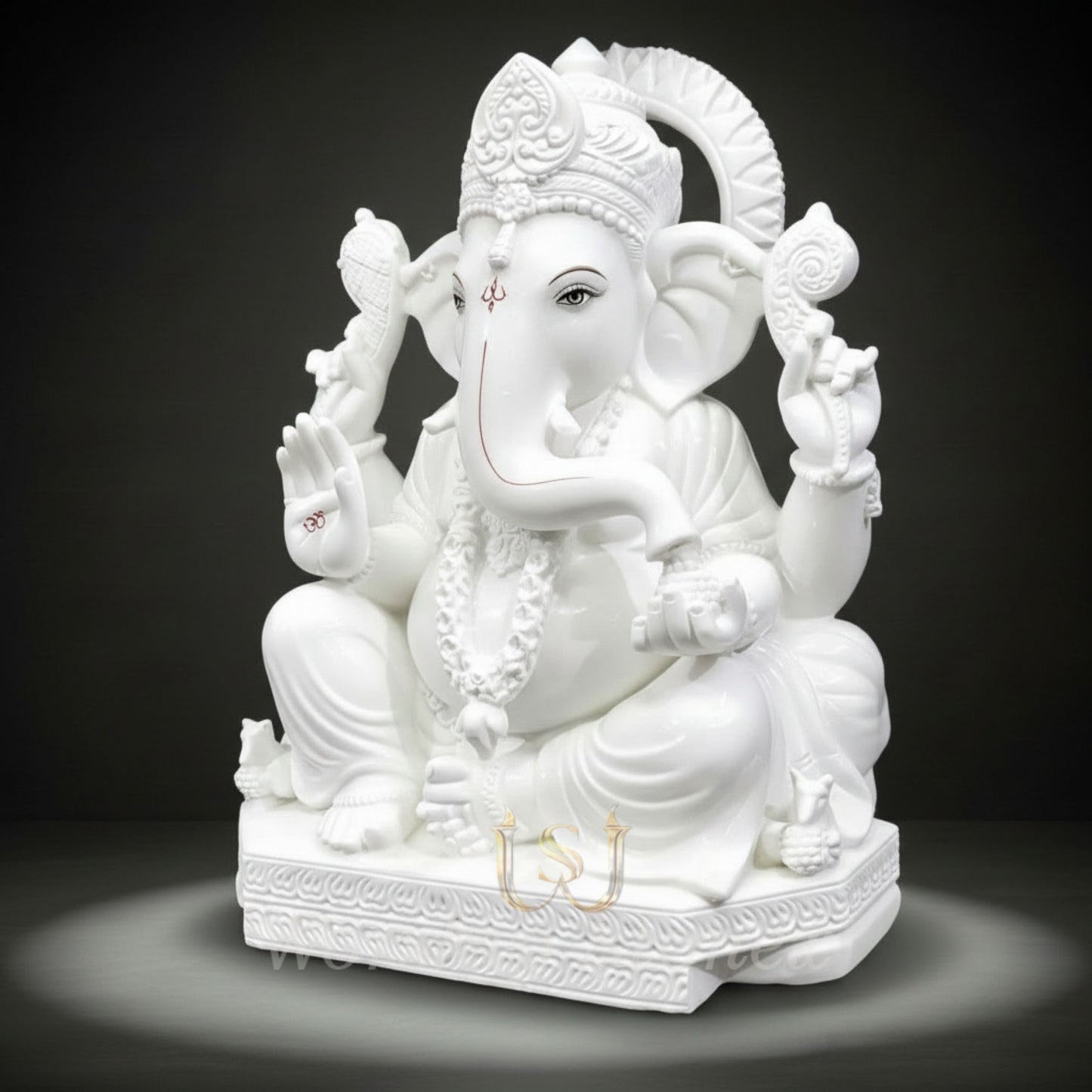 Elegant White Lord Ganesha Idol – Marble Finish Ganpati Statue for Home Décor & Temple
