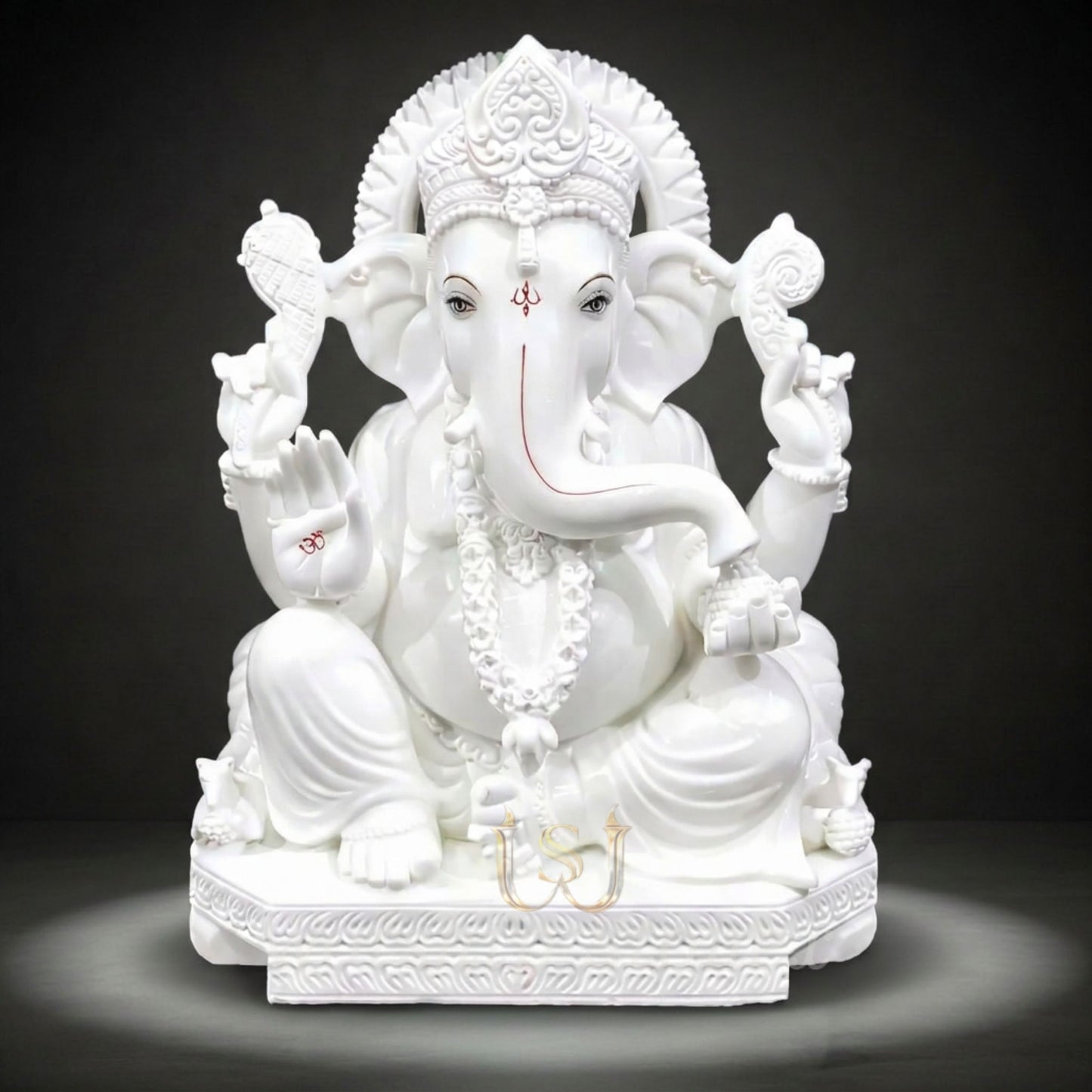 Elegant White Lord Ganesha Idol – Marble Finish Ganpati Statue for Home Décor & Temple