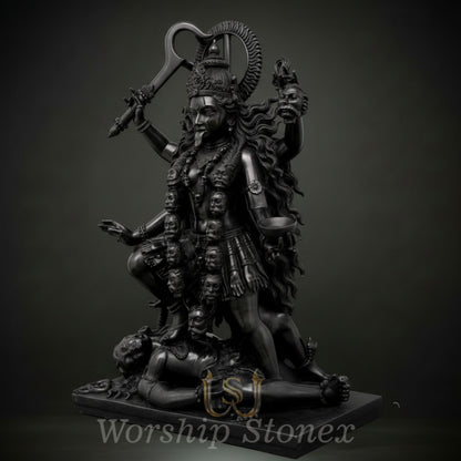 Black Stone Maa Kali Sculpture (Fierce Cosmic Manifestation)