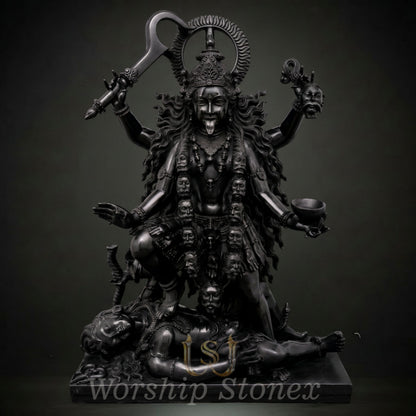 Black Stone Maa Kali Sculpture (Fierce Cosmic Manifestation)