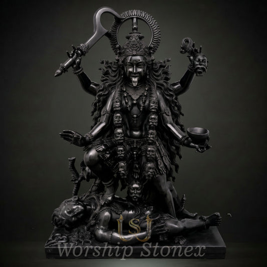 Black Stone Maa Kali Sculpture (Fierce Cosmic Manifestation)