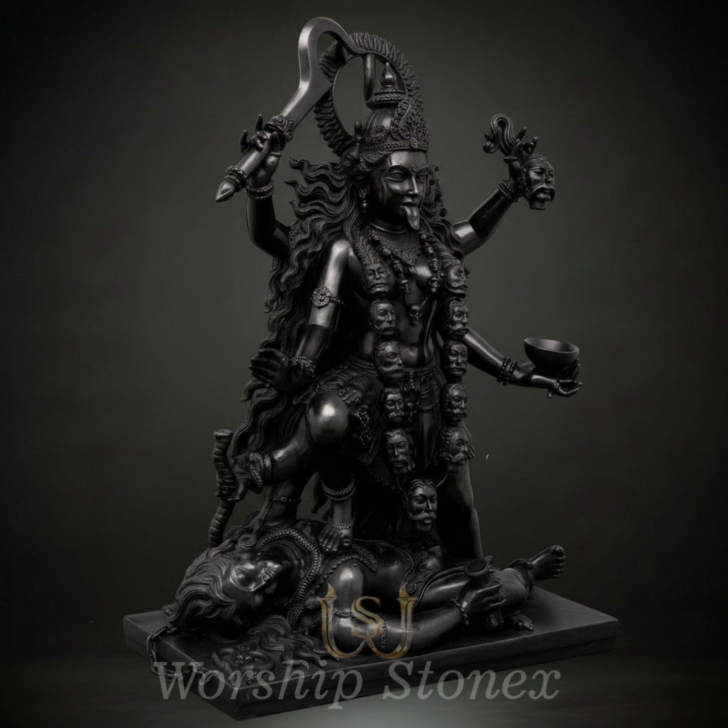 Black Stone Maa Kali Sculpture (Fierce Cosmic Manifestation)