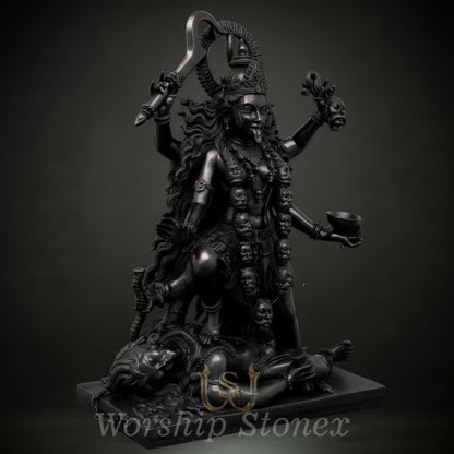 Black Stone Maa Kali Sculpture (Fierce Cosmic Manifestation)