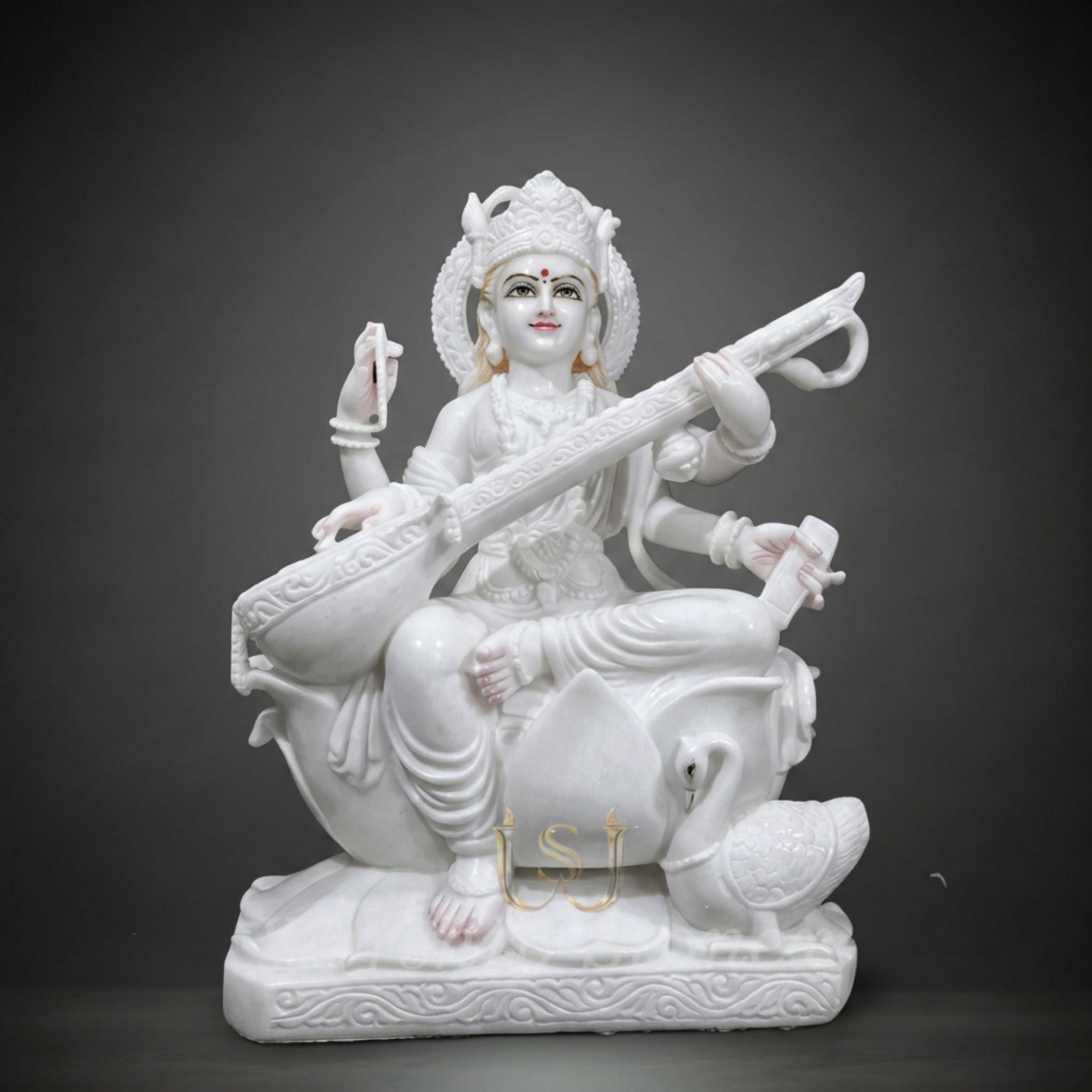 White Marble Goddess Saraswati Statue