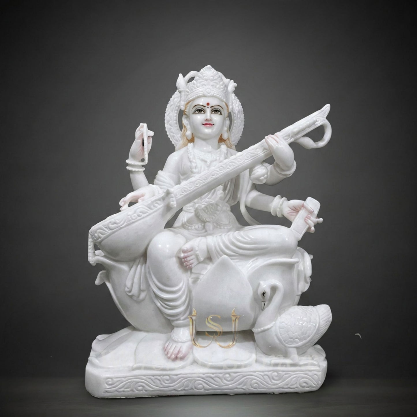 White Marble Goddess Saraswati Statue