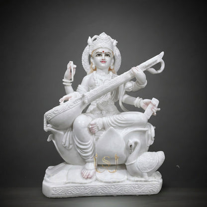 White Marble Goddess Saraswati Statue