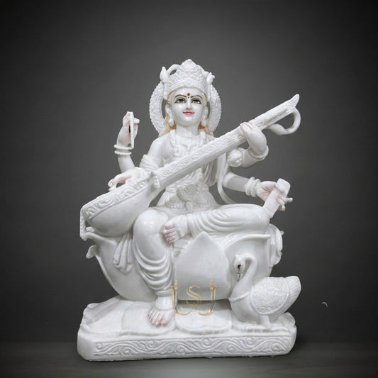 White Marble Goddess Saraswati Statue