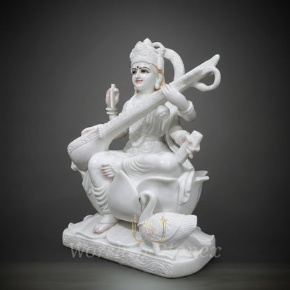 White Marble Goddess Saraswati Statue