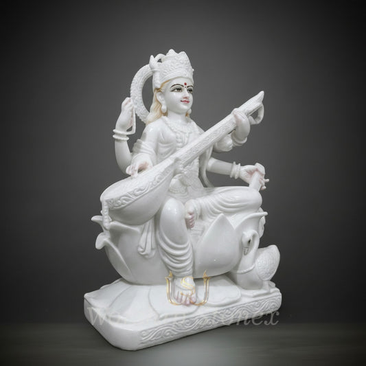 White Marble Goddess Saraswati Statue