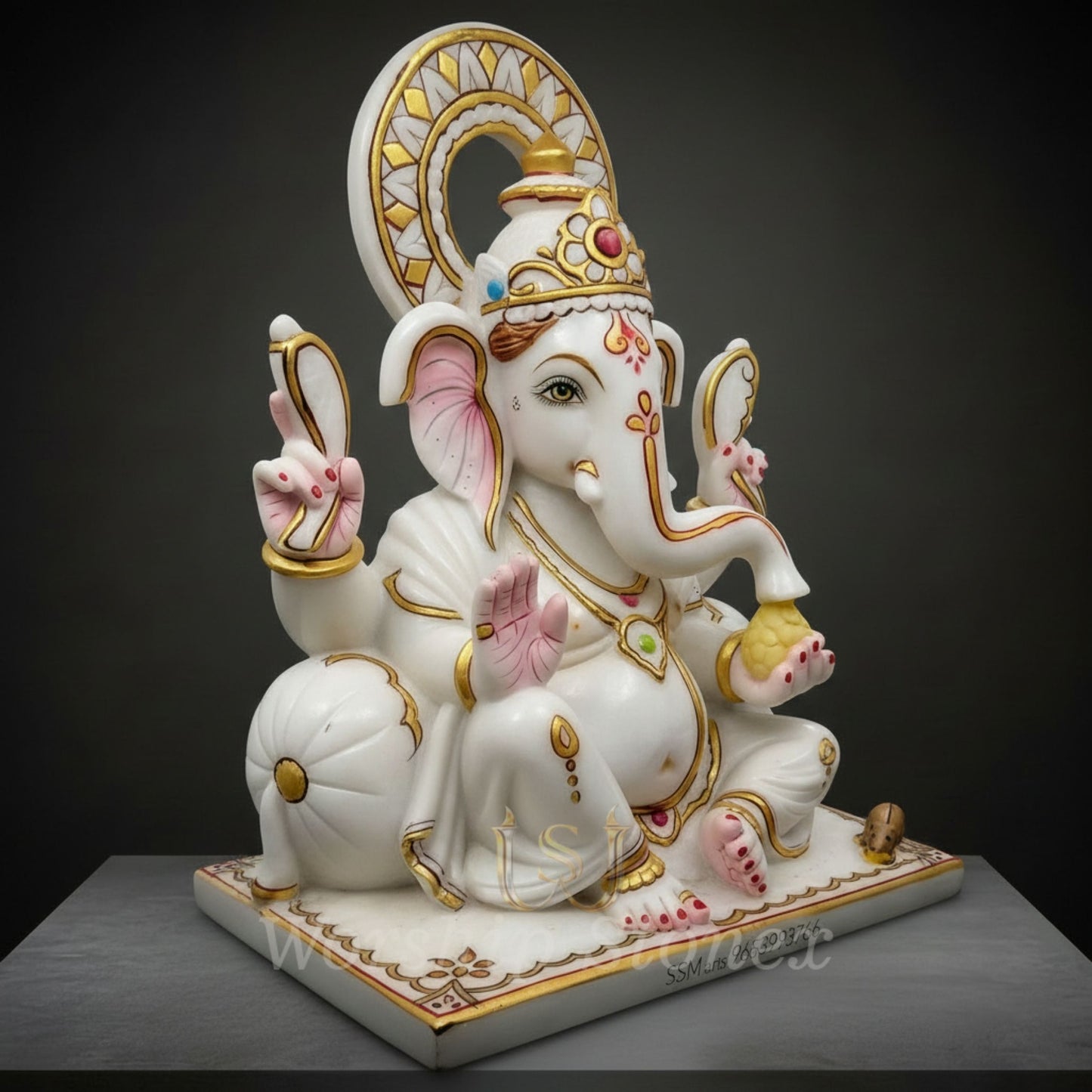 Premium Marble Lord Ganesha Idol for Home Temple & Décor