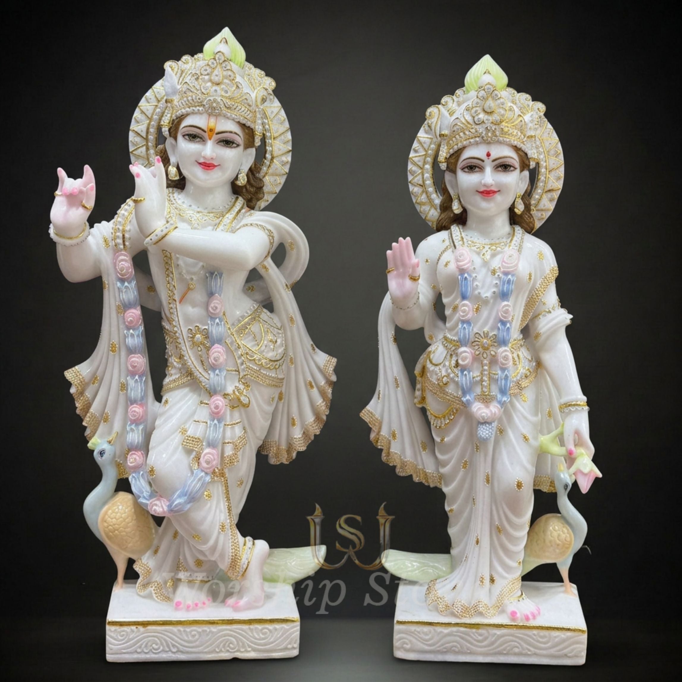 24 Inch Marble Radha Krishna Statue – Premium Handcrafted Marble Moorti