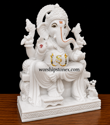 Pure White Marble Lord Ganesha Statue