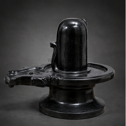 Pure Black Bhainslana Marble Shivling | Handcrafted Natural Stone Idol Authentic Black Bhainslana Marble Shivling with Jaladhara for Home Temple