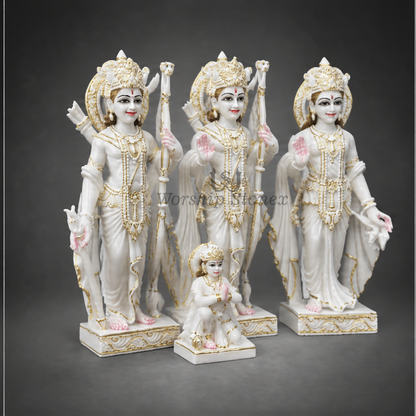 Vastu Blessed White viyatnam  Marble Ram Darbar Statue for Home Peace & Prosperity handcrafted idol