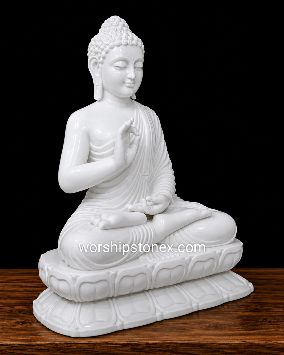 36 Inch Premium White Marble Meditating Buddha Statue – Handcrafted Peaceful Sitting Buddha Idol for Home, Temple & Meditation Space