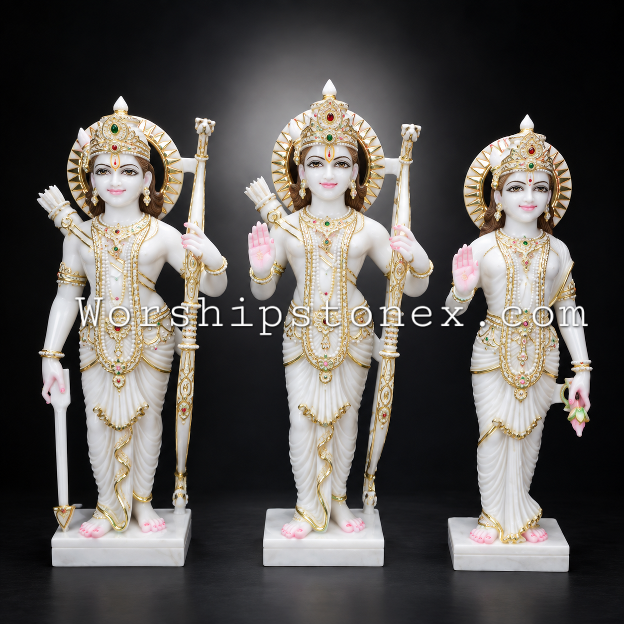 Vastu Blessed White 12inch Marble Ram Darbar Statue for Home Peace & Prosperity