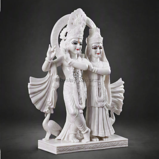 24 Inch Makrana Marble Radha Krishna Murti