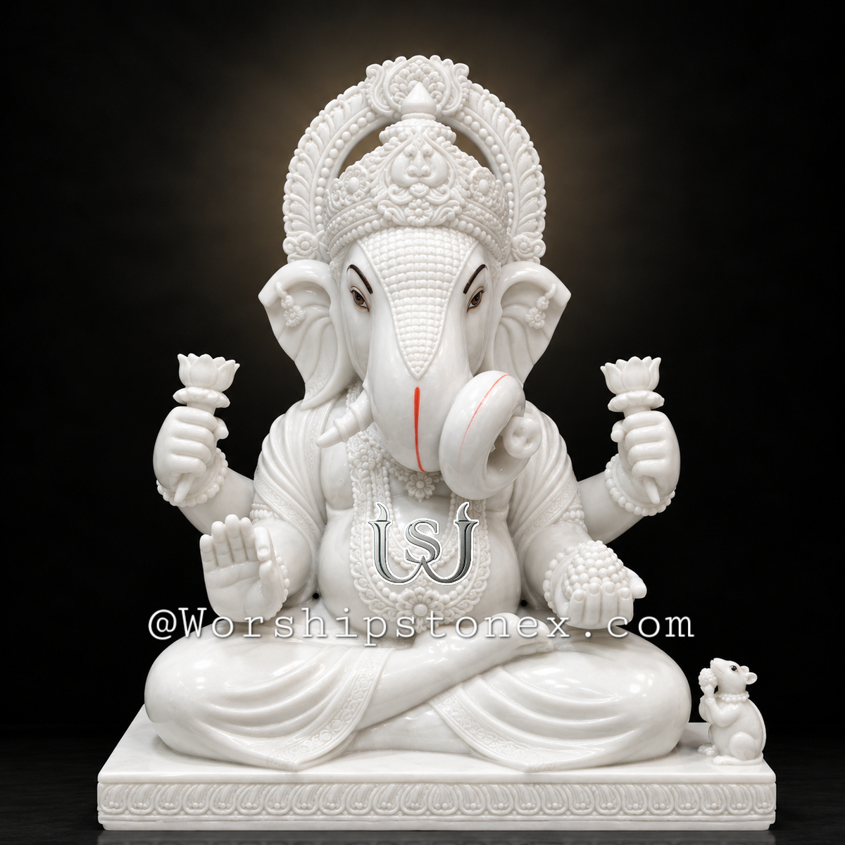 Makrana Marble Gamdu Ganesh Statue for Home Pooja (6 to 18 Inches)18 Inch Makrana Marble Ganesh Murti | Marble Ganesha Idol for Home & Temple