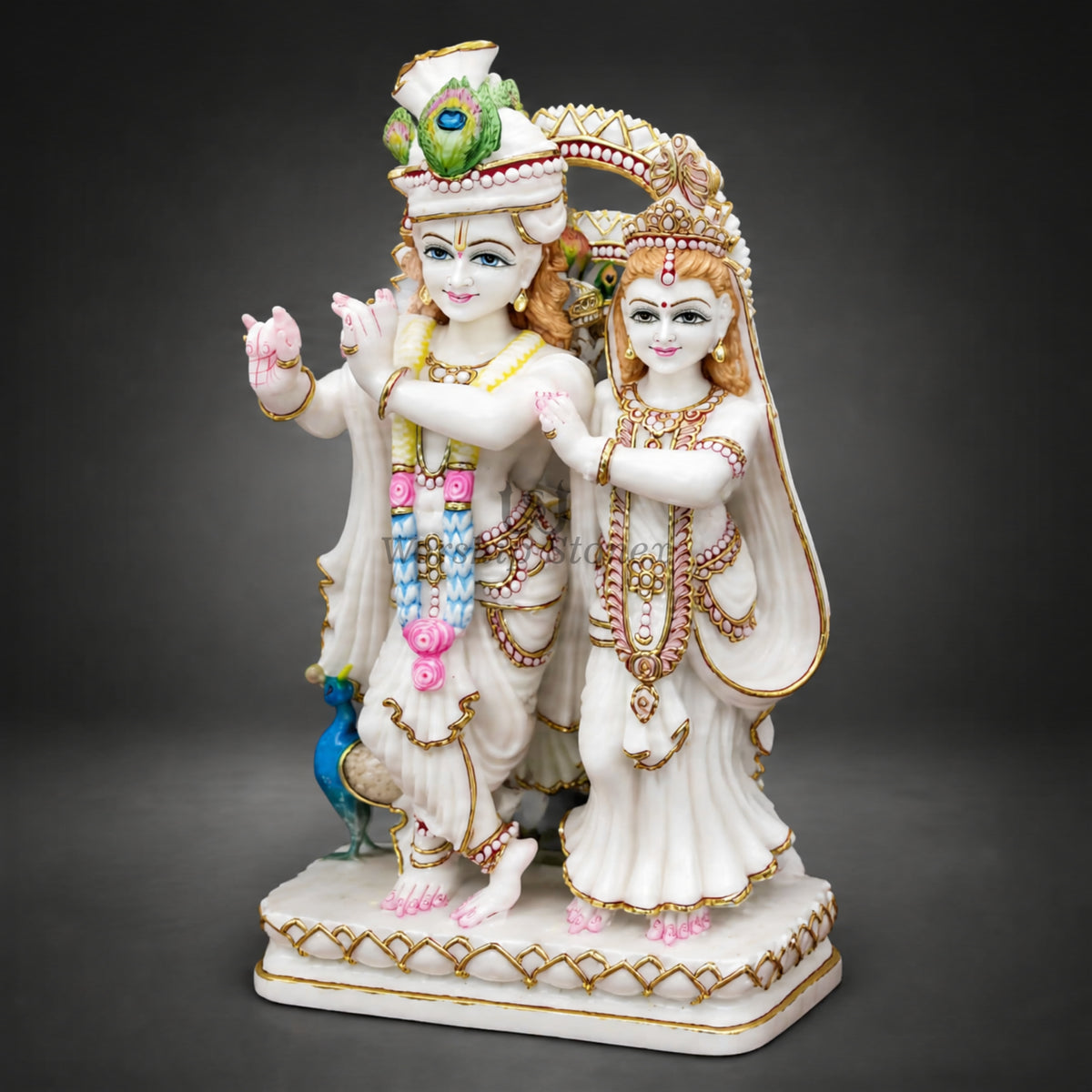 20 Inch White Makrana Marble Radha Krishna Murti