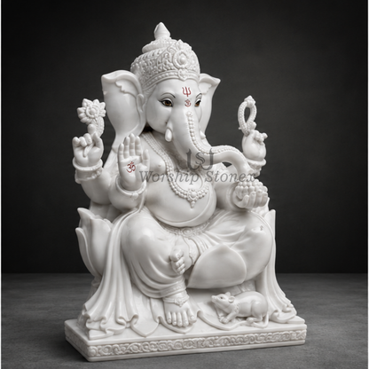 Vietnam Marble White Ganesh Ji Idol 24 inch