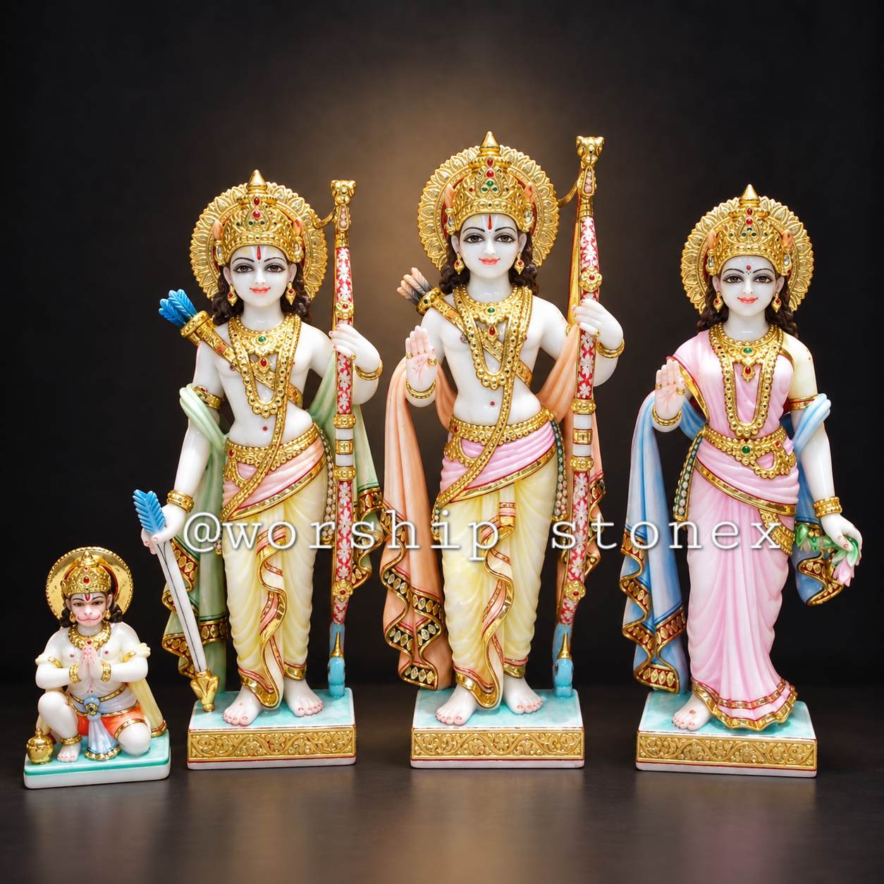 18 inch Super Glossy Finish Marble Ram Darbar Statue | Modern Polish Divine Idol handcrafted statue