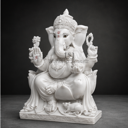 Vietnam Marble White Ganesh Ji Idol 24 inch