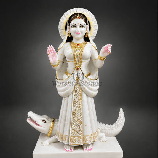 6 inch to 36 inch Makrana White Marble Khodiyar Mata Statue