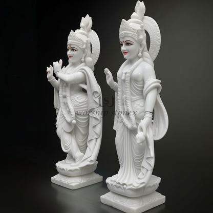 24 Inch White Marble Radha Krishna Idol