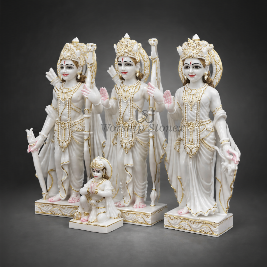 Vastu Blessed White viyatnam  Marble Ram Darbar Statue for Home Peace & Prosperity handcrafted idol