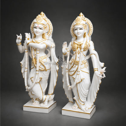 Makrana Marble Narayan Vishnu Ji Statue | Marble Vishnu Idol | White Marble Vishnu Murti | Handcrafted Narayan Statue for Home & Temple
