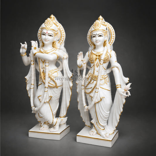 Makrana Marble Narayan Vishnu Ji Statue | Marble Vishnu Idol | White Marble Vishnu Murti | Handcrafted Narayan Statue for Home & Temple