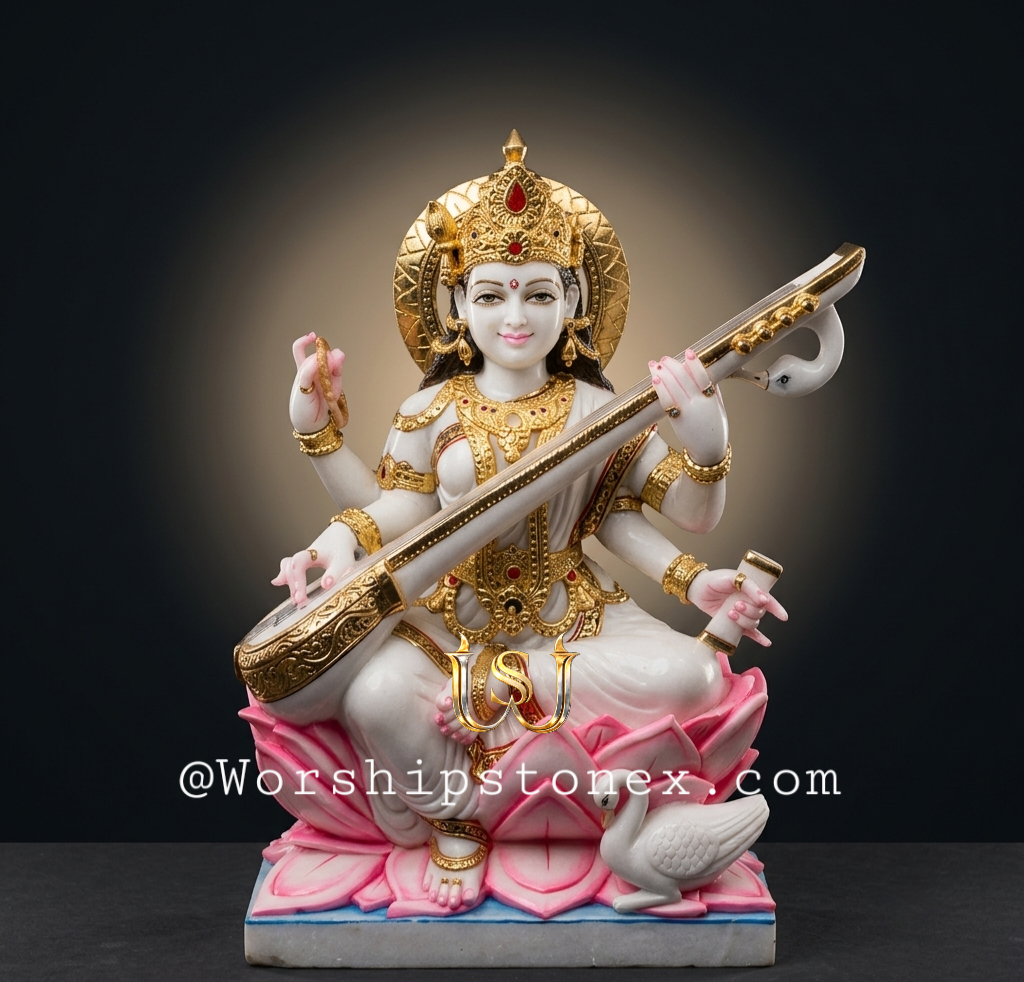 24 inch Marble Saraswati Maa Murti