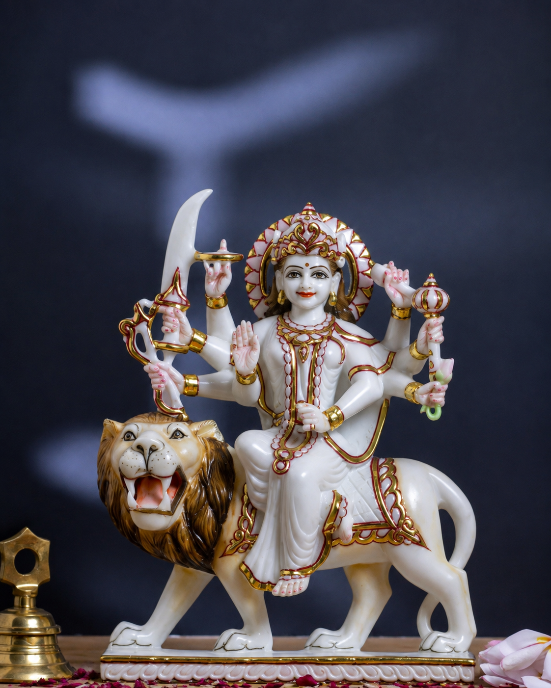 12 inch durga maa marble murti