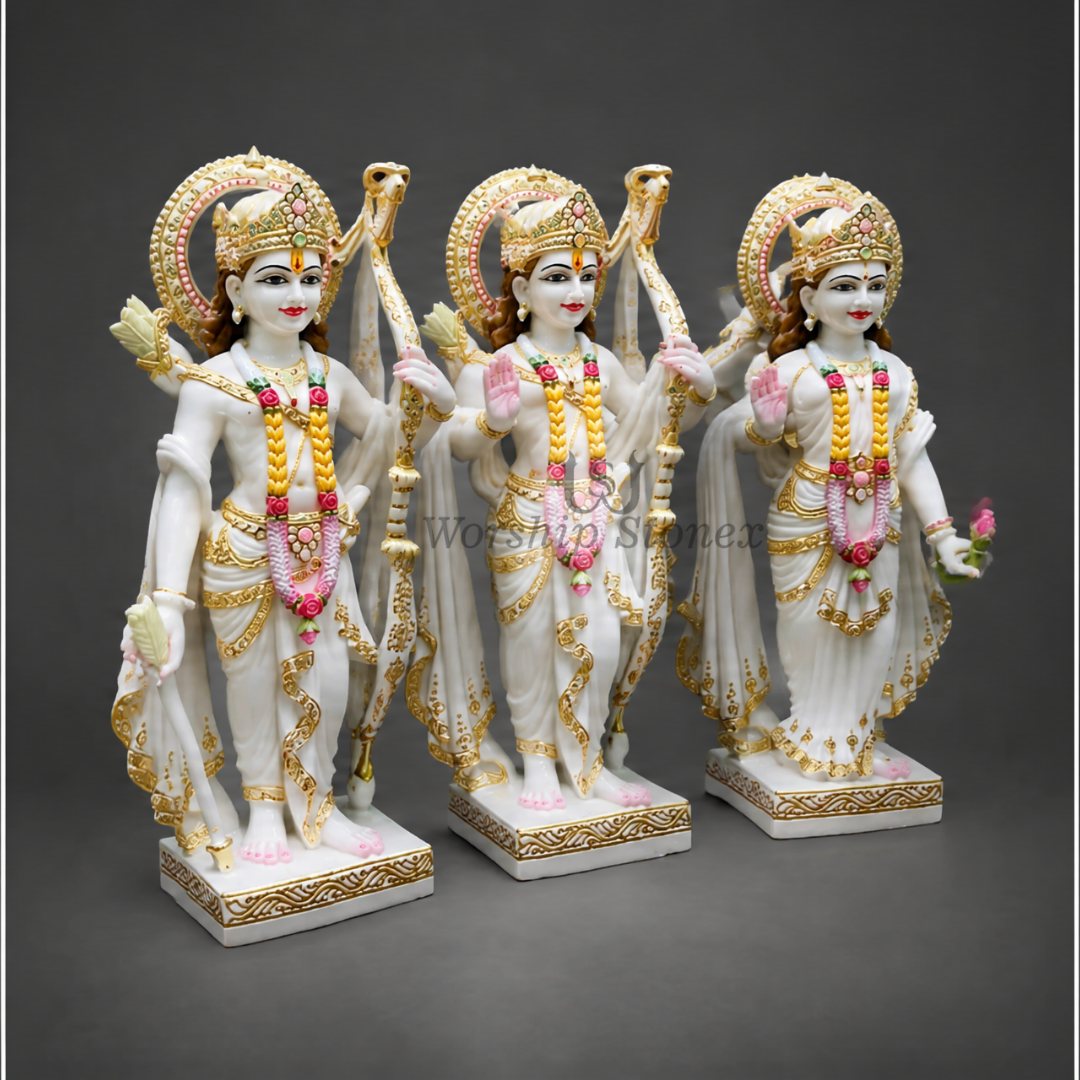 Pure Makrana Marble Small Ram Darbar Murti for Home Temple