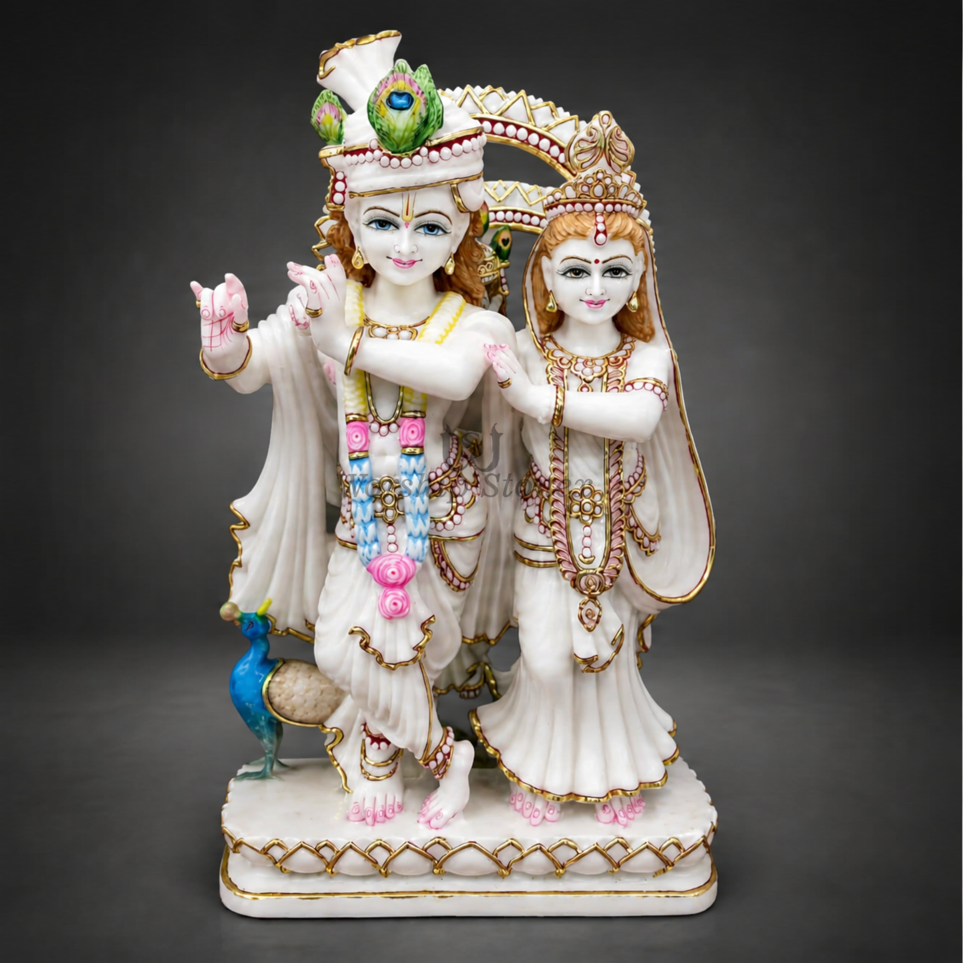 20 Inch White Makrana Marble Radha Krishna Murti