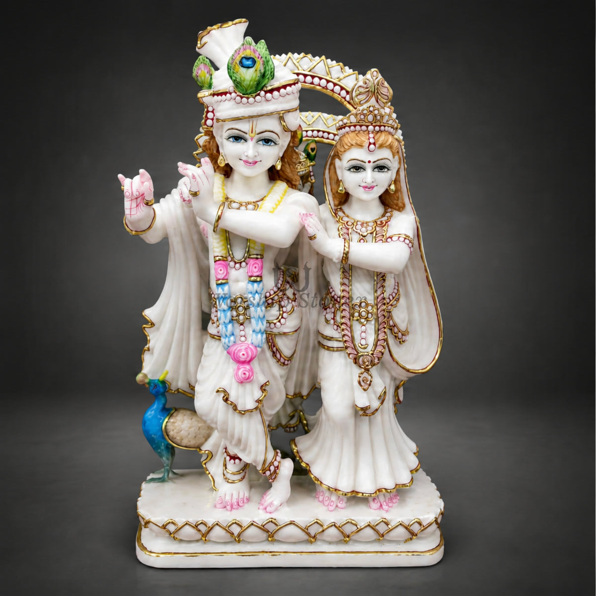 20 Inch White Makrana Marble Radha Krishna Murti