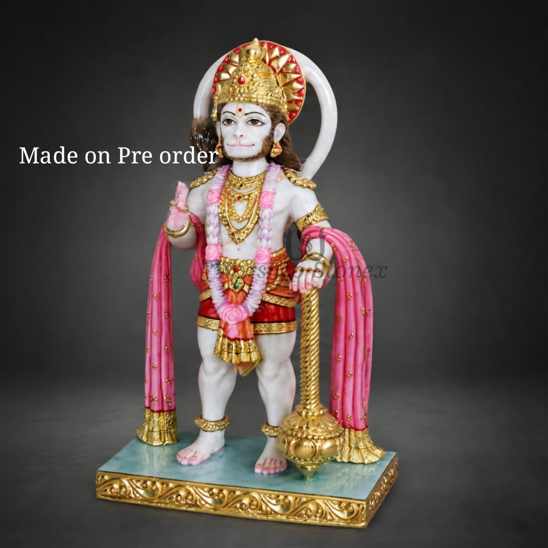 Makrana Marble Hanuman Ji Murti – 24 Inch | Premium Handcrafted Design