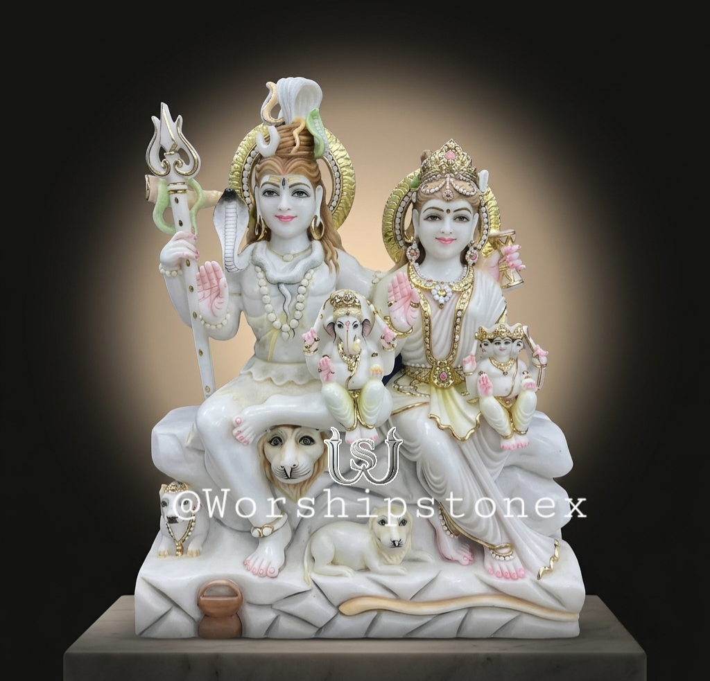 White Marble Shiv Parivar Murti 24 inch