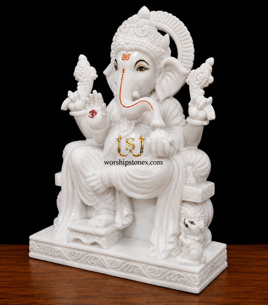 Pure White Marble Lord Ganesha Statue