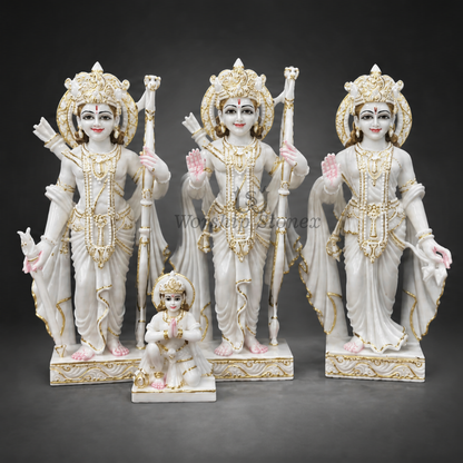 Vastu Blessed White viyatnam  Marble Ram Darbar Statue for Home Peace & Prosperity handcrafted idol