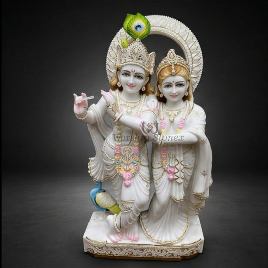 18 Inch Divine Radha Krishna Marble Idol for Home Mandir