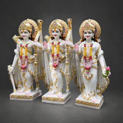 Pure Makrana Marble Small Ram Darbar Murti for Home Temple
