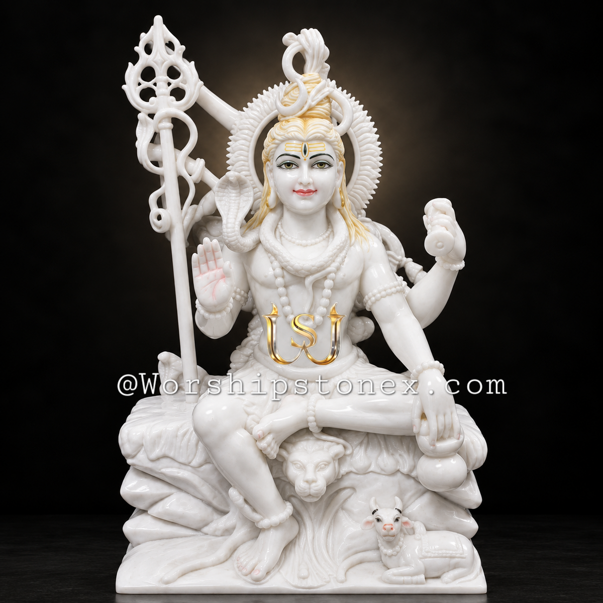 Makrana Marble Shiv Ji Statue | Handcrafted Lord Shiva Murti for Home & Temple